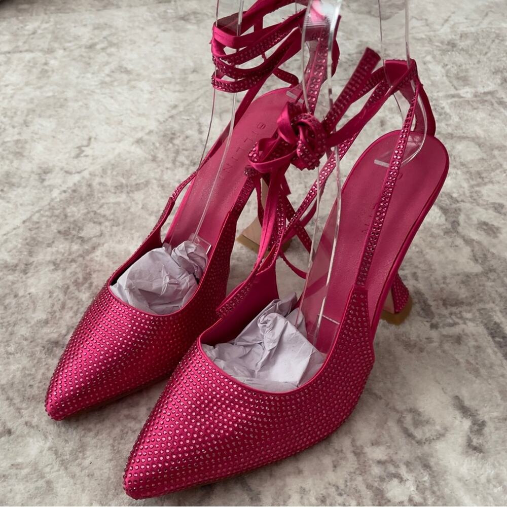Billini Kahara Embellished Kahara Wrap Up Pumps Pink Barbiecore Size 8 New